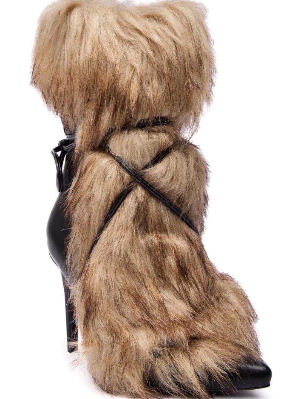 Faux Fur Stiletto Bootie - Tan 6.5